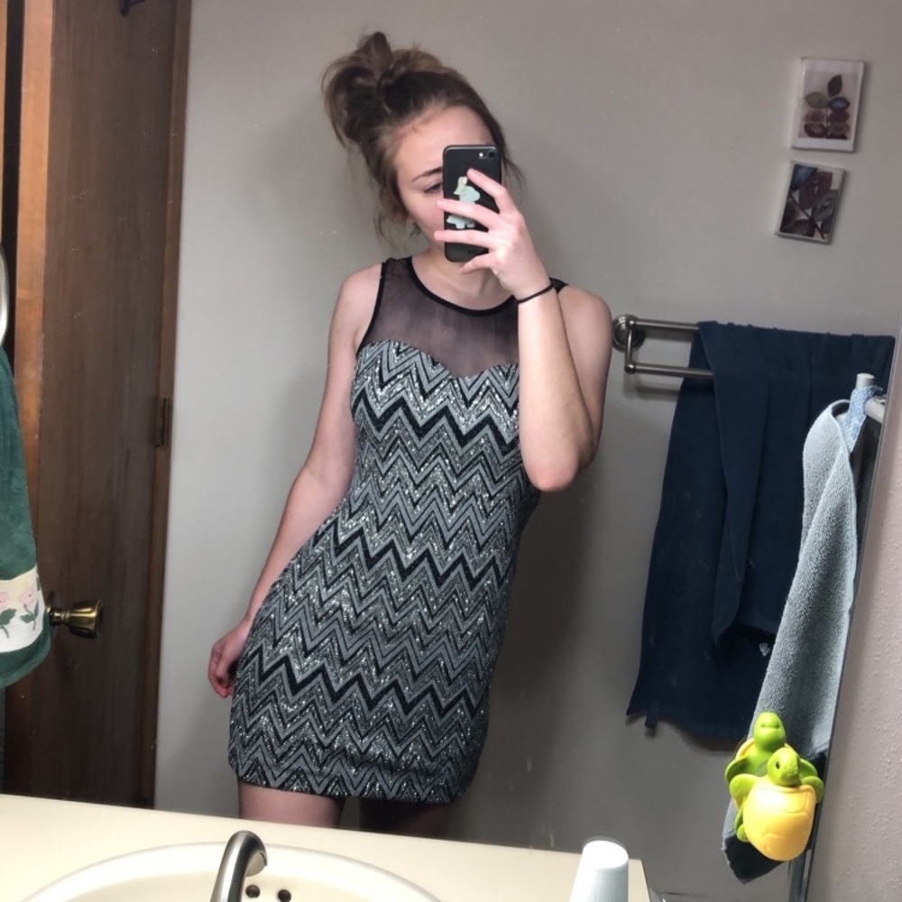 Black and grey glitter dress